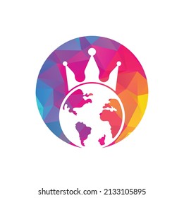 King Planet Vector Logo Design. Globe King Logo Icon Design.