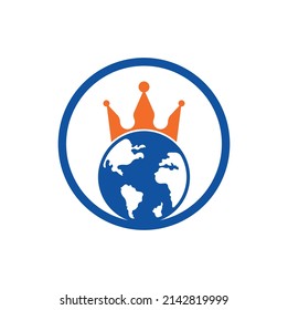 King Planet Vector Logo Design. Globe King Logo Icon Design.