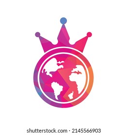 King Planet Vector Logo Design. Globe King Logo Icon Design.	