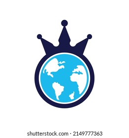 King Planet Vector Logo Design. Globe King Logo Icon Design.