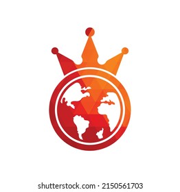 King Planet Vector Logo Design. Globe King Logo Icon Design.