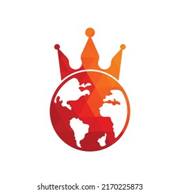 King Planet Vector Logo Design. Globe King Logo Icon Design.