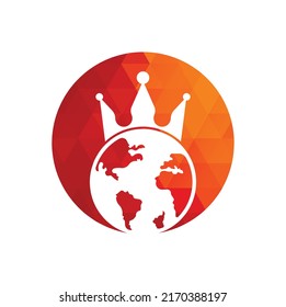 Diseño del logotipo del vector King Planet. Diseño de iconos con el logotipo de Globe King.