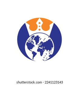 King Planet Vector Logo Design. Globe King Logo Icon Design.	