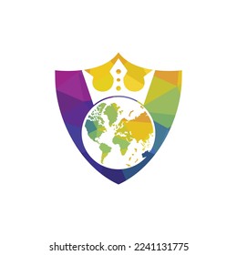 King Planet Vector Logo Design. Globe King Logo Icon Design.	