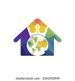 King Planet Vector Logo Design. Globe King Logo Icon Design.	