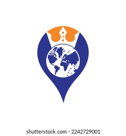 King Planet Vector Logo Design. Globe King Logo Icon Design.	