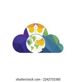 King Planet Vector Logo Design. Globe King Logo Icon Design.	