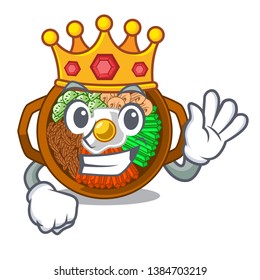 King plate containing bibimbap cartoon on table