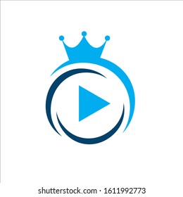 king of play button icon logo vector illustration