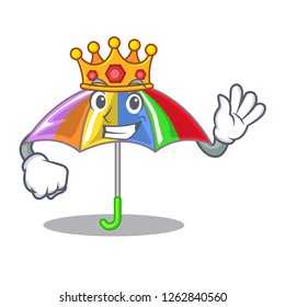 King playing rain with umbrella rainbow cartoon