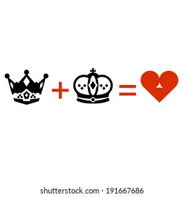 king plus queen equals love