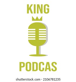 king podcast with gold color with withe background logo icon vector illustration design