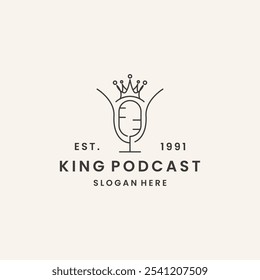 King podcast logo Vector hipster vintage icono ilustración