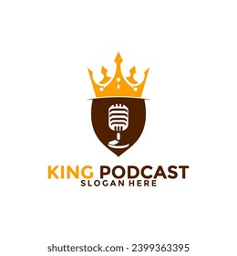 King Podcast logo vector template, King Microphone logo vector illuistration
