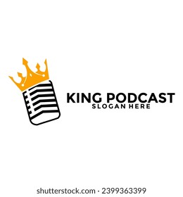 King Podcast logo vector template, King Microphone logo vector illuistration