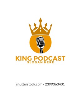King Podcast Logo, Vektorvorlage, King Microphone Logo, Vektorgrafik