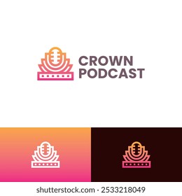 design de logotipo de vetor de podcast king