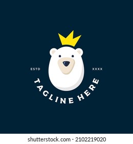 King Polar Bear Logo Design Vector Illustration