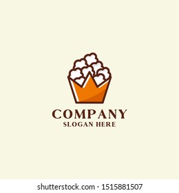 king popcorn logo design template. vector