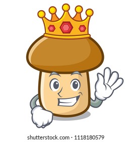 King porcini mushroom mascot cartoon