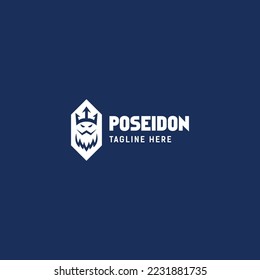 König mit poseidon trident-Kronlogo Symbol, Vektorgrafik-Vorlage