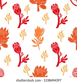 King protea hand drawn with outline graphic design