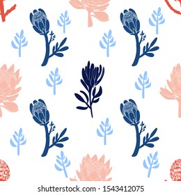 King protea hand drawn with outline graphic design