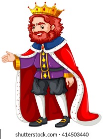 King In Purple Costume And Red Robe Illustration