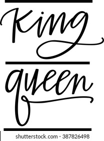 King & Queen in black hand lettering