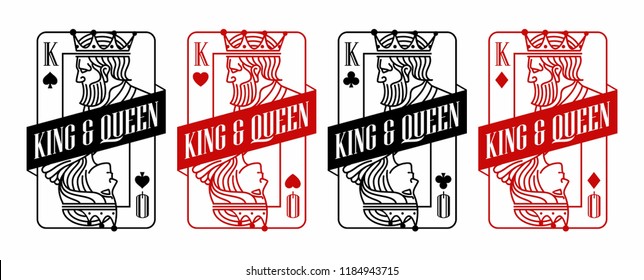 King And Queen Black And Red Playing Card Illustration