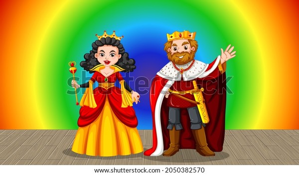 King Queen Cartoon Character On Rainbow Stock Vector (Royalty Free ...