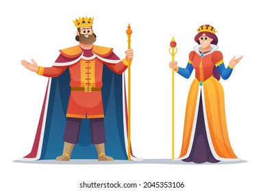 King and queen cartoon character set