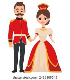 king and queen, cartoon, illustration flat style