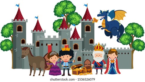 King and queen at the castle illustration