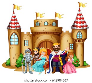 King and queen at the castle illustration