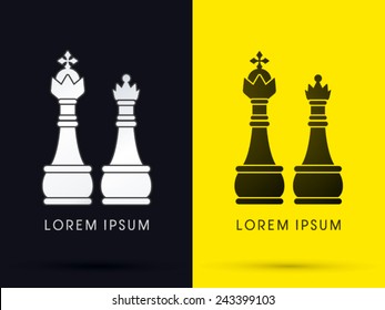 King And Queen ,Chess , Logo, Symbol, Icon, Graphic, Vector .