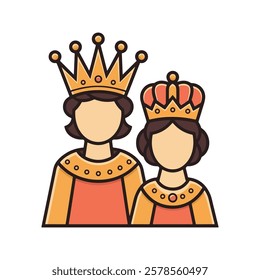 King and Queen clipart vector, Prince and princess Design elements