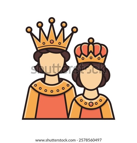 King and Queen clipart vector, Prince and princess Design elements
