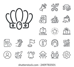 King or queen corona sign. Salaryman, gender equality and alert bell outline icons. Crown line icon. Royal monarchy symbol. Crown line sign. Spy or profile placeholder icon. Vector