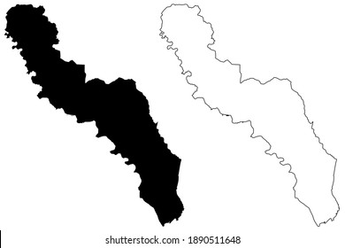 Condado de King and Queen, Commonwealth of Virginia (condado de los EE.UU., Estados Unidos de América, EE.UU., EE.UU.) mapa de ilustración vectorial, dibujo de garabatos mapa de King and Queen