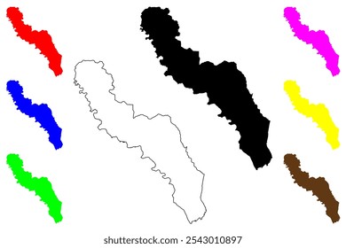 Condado de King and Queen, Commonwealth da Virgínia (Condado dos EUA, Estados Unidos da América, EUA, EUA) mapa ilustração vetorial, esboço de rabisco Mapa do rei e da rainha