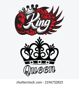 Diseño de camiseta portadora King Queen