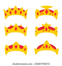 king and queen crown collection flat design isolated on white background