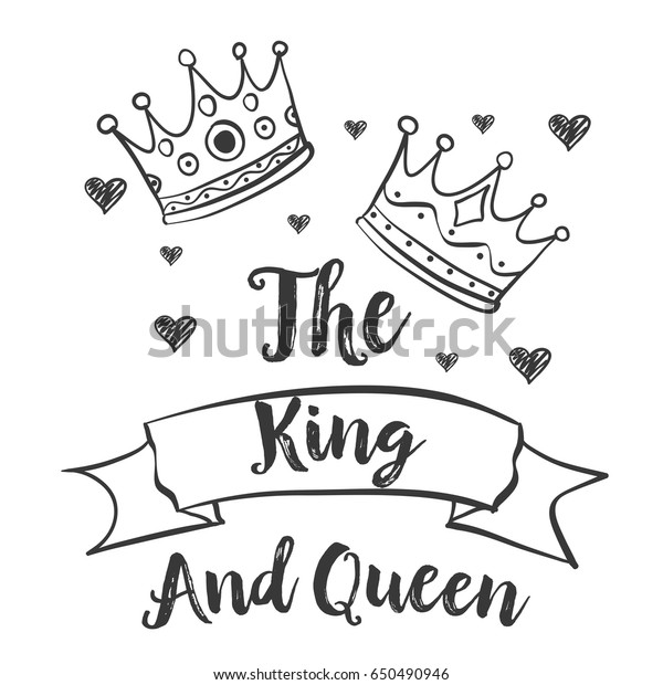 King Queen Crown Doodles The Arts Beauty Fashion Stock Image