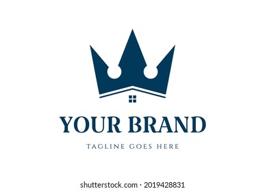 King Queen Crown House Apartment Real Estate Business Logo Design Vector