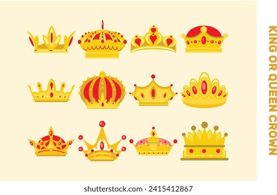 King or Queen Crown Illustration Set. These illustrations are perfect for any creative project. You can easily edit it