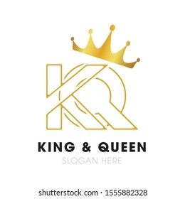 King $ Queen with Crown Logo Template Design Vector, Emblem, Concept Design, Creative Symbol, Icon