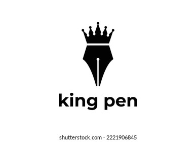 King Queen Crown Pen Icon Symbol for School Education Collage University Logo