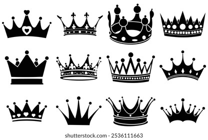 King and Queen Crown Vector icon set illustration icon.